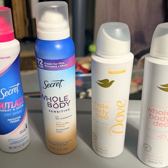 FOUR Piece Aerosol Whole Body Deodorant Bundle (Secret & Dove) - Picture 1 of 8